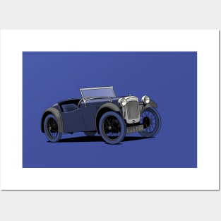 Austin 7 dark blue classic car Posters and Art